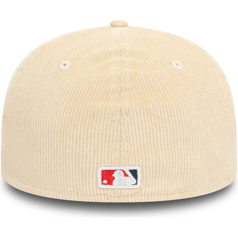 cappello-curvo-beige-e-blu-navy-chiuso-59fifty-low-profile-cord-dei-new-york-yankees-mlb-di-new-era