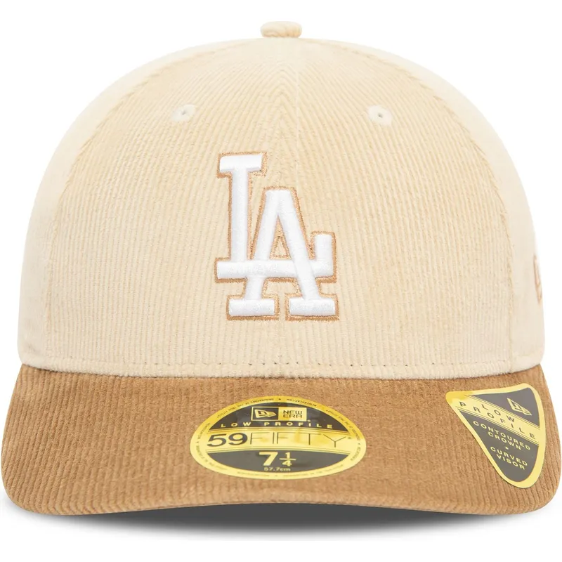 gorra-curva-beige-y-marron-ajustada-59fifty-low-profile-cord-de-los-angeles-dodgers-mlb-de-new-era