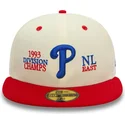 casquette-plate-beige-et-rouge-ajustee-59fifty-93-division-philadelphia-phillies-mlb-new-era