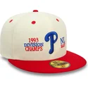 cappello-piatto-beige-e-rosso-regolabile-59fifty-93-division-dei-philadelphia-phillies-mlb-di-new-era