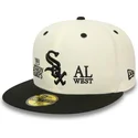 cappello-piatto-beige-e-nero-chiuso-59fifty-93-division-di-chicago-white-sox-mlb-di-new-era