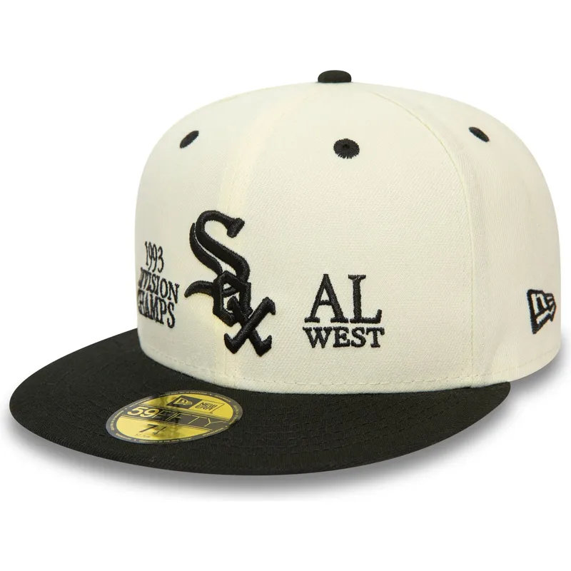 cappello-piatto-beige-e-nero-chiuso-59fifty-93-division-di-chicago-white-sox-mlb-di-new-era