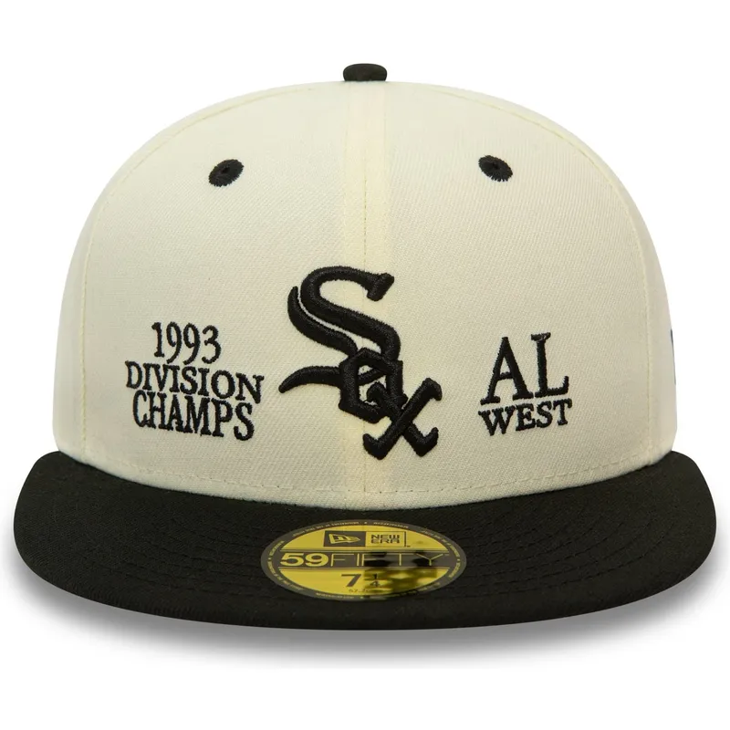 cappello-piatto-beige-e-nero-chiuso-59fifty-93-division-di-chicago-white-sox-mlb-di-new-era