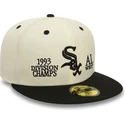 cappello-piatto-beige-e-nero-regolabile-59fifty-93-division-di-chicago-white-sox-mlb-di-new-era