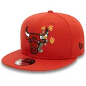 casquette-plate-orange-snapback-9fifty-seasonal-flower-chicago-bulls-nba-new-era