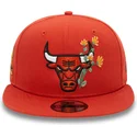 cappello-piatto-arancione-snapback-9fifty-seasonal-flower-dei-chicago-bulls-nba-di-new-era