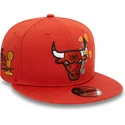 new-era-flat-brim-9fifty-seasonal-flower-chicago-bulls-nba-orange-snapback-cap