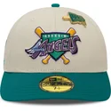 cappellino-curvo-beige-e-verde-regolabile-59fifty-pin-degli-anaheim-angels-mlb-di-new-era