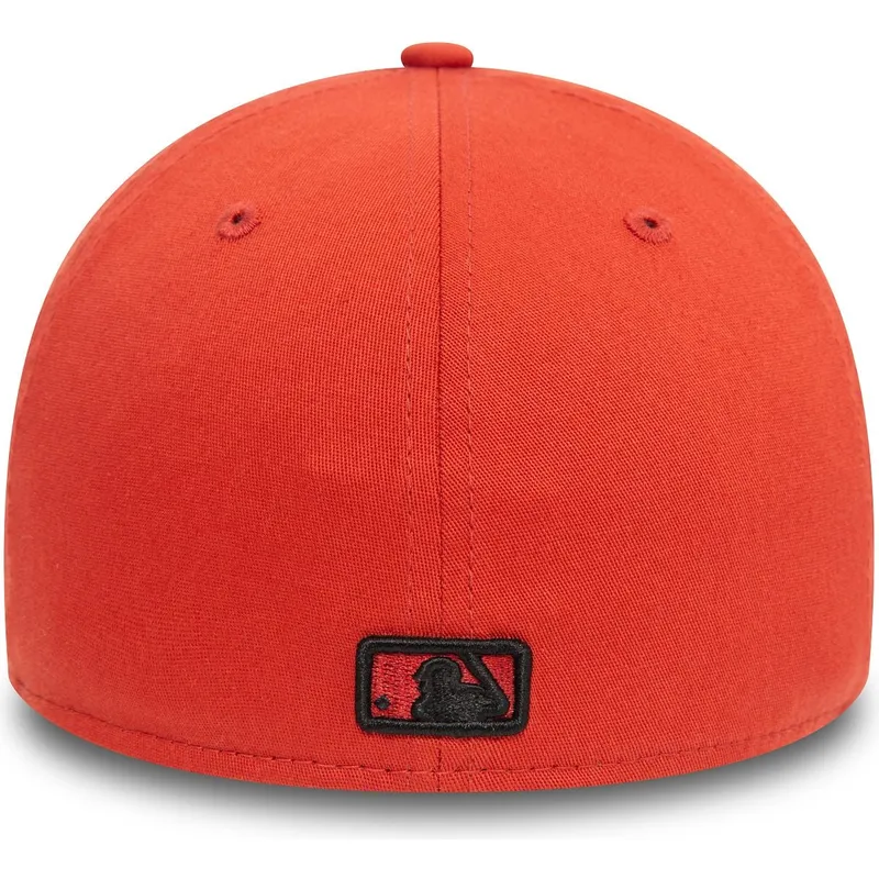 new-era-mlb-new-york-yankees-39thirty-league-essential-orange-gebogener-fit-cap-mit-schwarzem-logo