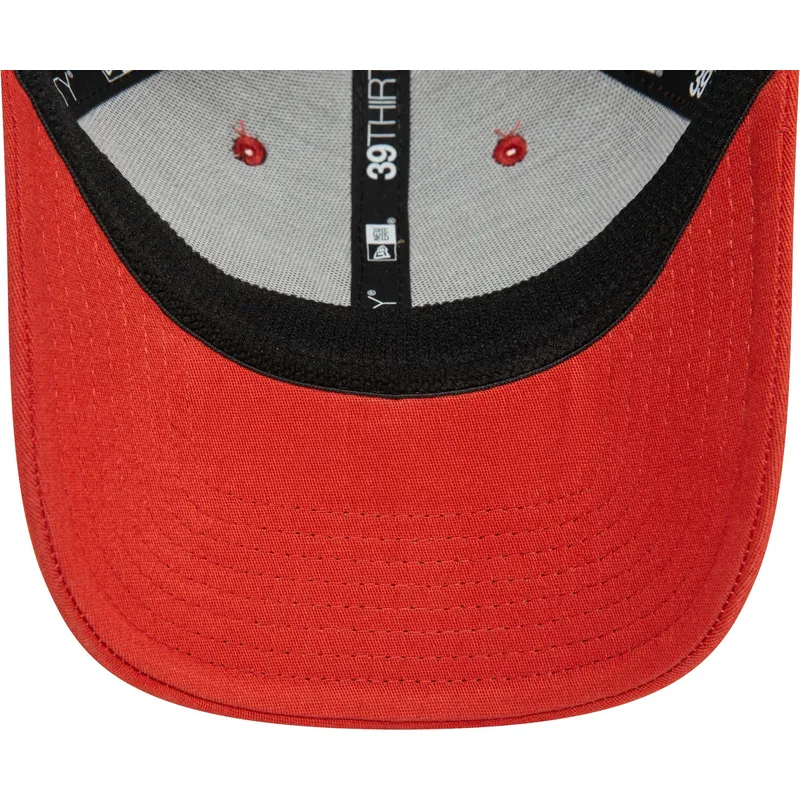 new-era-mlb-new-york-yankees-39thirty-league-essential-orange-gebogener-fit-cap-mit-schwarzem-logo