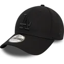 casquette-courbee-noire-ajustee-avec-logo-noir-39thirty-monochrome-los-angeles-dodgers-mlb-new-era