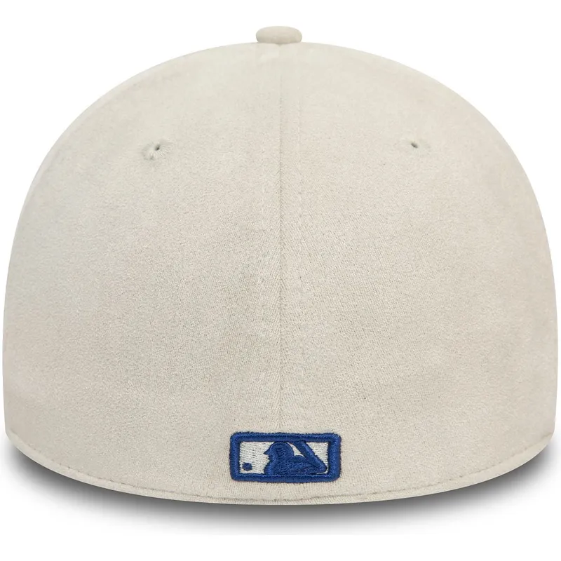 cappellino-curvo-beige-aderente-con-logo-blu-39thirty-in-finta-pelle-scamosciata-dei-los-angeles-dodgers-mlb-di-new-era