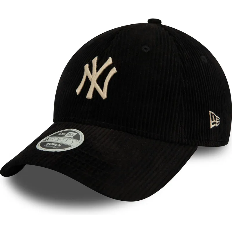 gorra-curva-negra-ajustable-para-mujer-con-logo-beige-9forty-cord-de-new-york-yankees-mlb-de-new-era