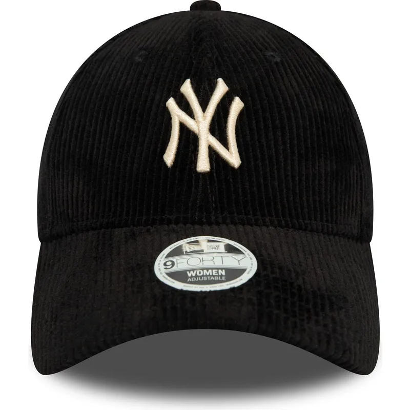 czarna-zakrzywiona-czapka-z-daszkiem-z-regulacja-dla-kobiet-z-bezowym-logo-9forty-cord-new-york-yankees-mlb-od-new-era