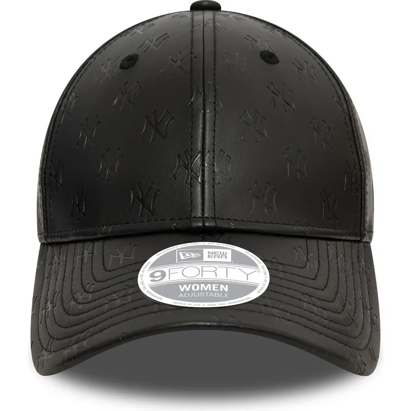 cappellino-curvo-nero-regolabile-da-donna-9forty-pu-monogram-dei-new-york-yankees-mlb-di-new-era