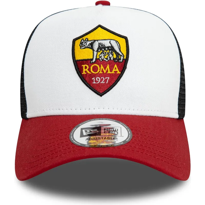 hvid-sort-og-rod-9forty-e-frame-core-trucker-kasket-fra-associazione-sportiva-roma-serie-a-fra-new-era