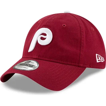 Dunkelrote verstellbare Curved Cap 9TWENTY Core Classic der Philadelphia Phillies MLB von New Era