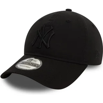 Casquette courbée noire ajustable avec logo noir 9TWENTY Washed New York Yankees MLB New Era