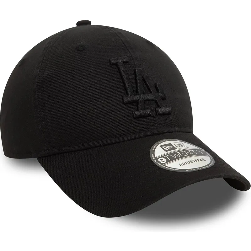 sort-justerbar-curved-kasket-med-sort-logo-9twenty-washed-fra-los-angeles-dodgers-mlb-fra-new-era