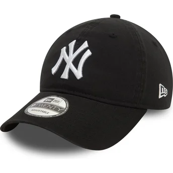 New Era New York Yankees MLB 9TWENTY Justerbar Svart Tvättad Böjd Keps