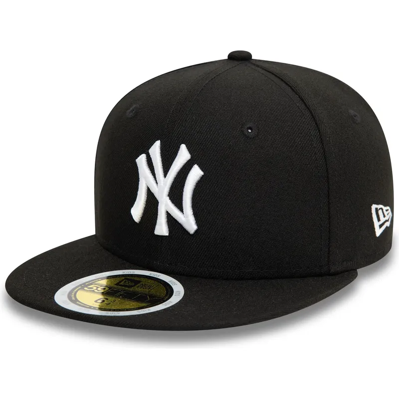 cappello-piatto-nero-aderente-per-bambino-59fifty-dei-new-york-yankees-mlb-di-new-era