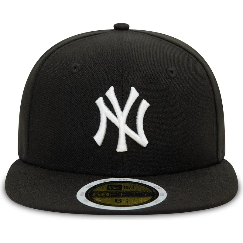 schwarze-flache-fitted-cap-fur-kinder-59fifty-von-new-york-yankees-mlb-von-new-era