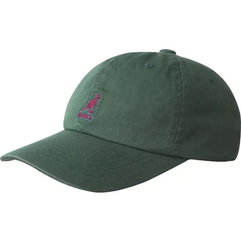 Verstellbare grüne Kappe mit rotem Logo Washed Baseball Algae von Kangol
