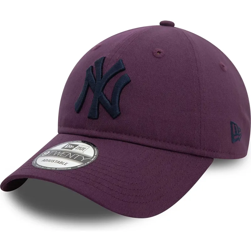 cappellino-viola-con-visiera-curva-regolabile-con-logo-blu-navy-9twenty-league-essential-dei-new-york-yankees-mlb-di-new-era