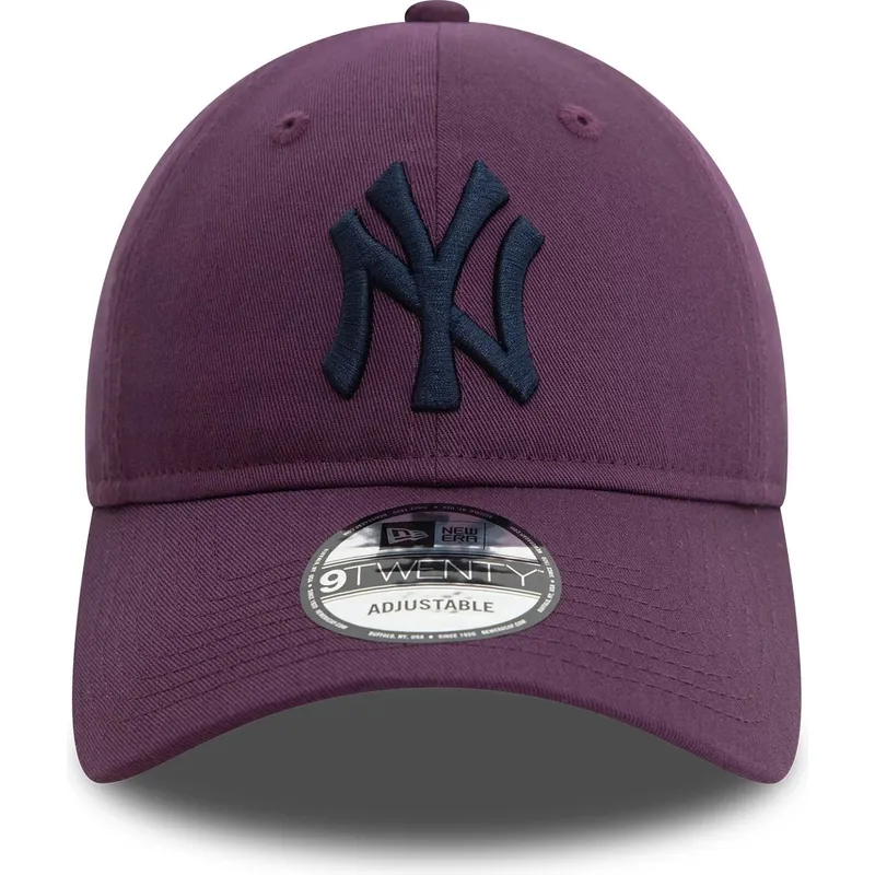 cappellino-viola-con-visiera-curva-regolabile-con-logo-blu-navy-9twenty-league-essential-dei-new-york-yankees-mlb-di-new-era