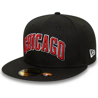 Gorra plana negra ajustada 59FIFTY Statement de Chicago Bulls NBA de New Era