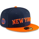 flad-kasket-marinebla-og-orange-fitted-59fifty-statement-fra-new-york-knicks-nba-fra-new-era