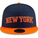 cappello-piatto-blu-navy-e-arancione-aderente-59fifty-statement-dei-new-york-knicks-nba-di-new-era