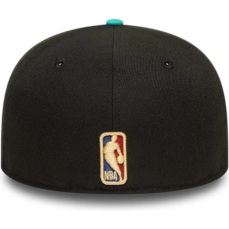 schwarze-und-grune-anliegende-flat-cap-59fifty-classic-der-memphis-grizzlies-nba-von-new-era
