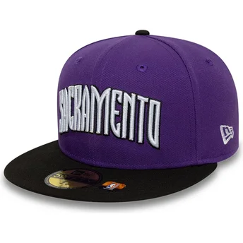 Casquette plate violette et noire ajustée 59FIFTY Classic Sacramento Kings NBA New Era