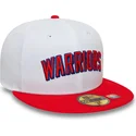 hvid-og-rod-justeret-59fifty-classic-flat-cap-fra-golden-state-warriors-nba-af-new-era