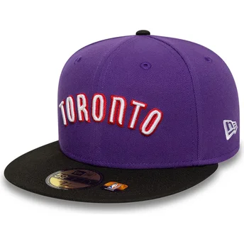 Gorra plana violeta y negra ajustada 59FIFTY Classic de Toronto Raptors NBA de New Era