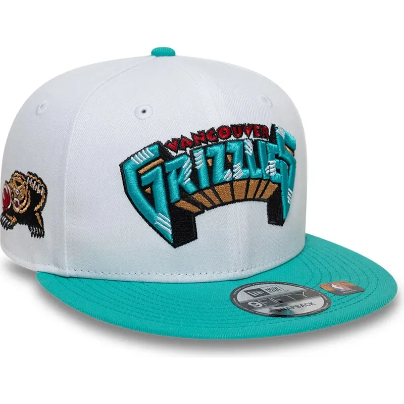 cappello-piatto-bianco-e-verde-snapback-9fifty-classic-di-memphis-grizzlies-nba-di-new-era