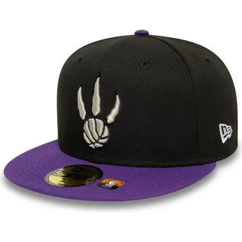 Casquette plate noire et violette ajustée 59FIFTY Classic Toronto Raptors NBA New Era