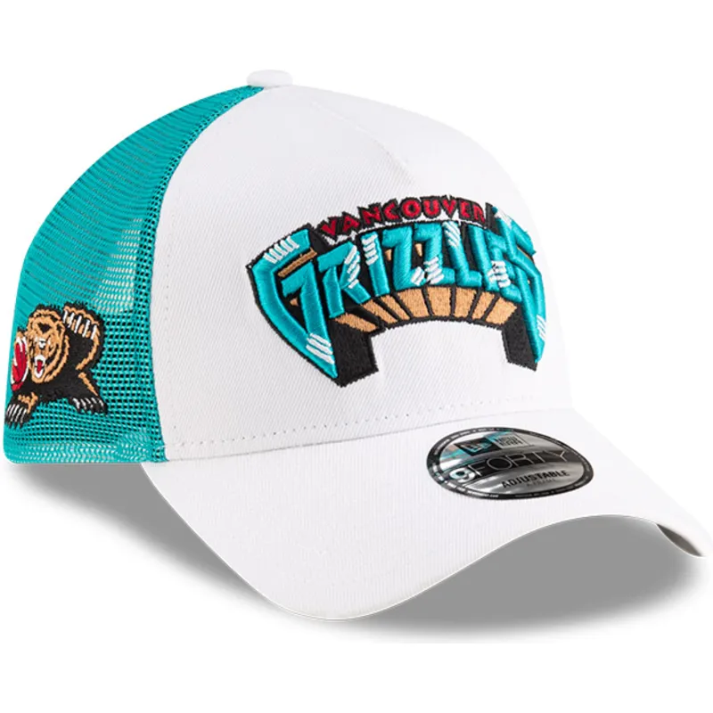 weisse-und-grune-trucker-kappe-a-frame-classic-der-memphis-grizzlies-nba-von-new-era