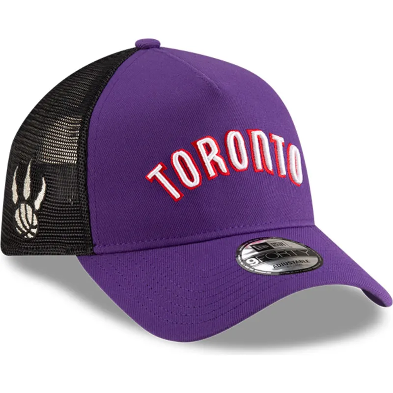 fioletowo-czarna-czapka-trucker-a-frame-classic-toronto-raptors-nba-od-new-era