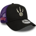 cappellino-trucker-nero-e-viola-a-frame-classic-di-toronto-raptors-nba-di-new-era