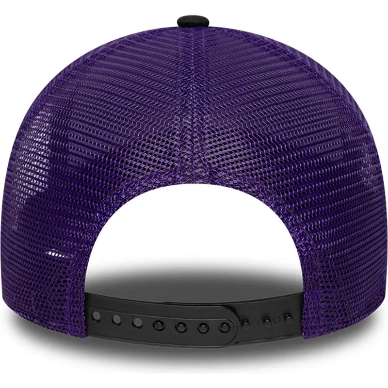 cappellino-trucker-nero-e-viola-a-frame-classic-di-toronto-raptors-nba-di-new-era