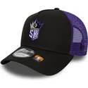 cappellino-trucker-nero-e-viola-a-frame-classic-dei-sacramento-kings-nba-di-new-era