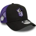 cappellino-trucker-nero-e-viola-a-frame-classic-dei-sacramento-kings-nba-di-new-era
