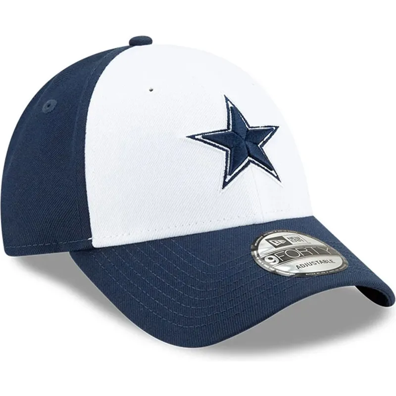 cappellino-curvo-bianco-e-blu-navy-regolabile-9forty-the-league-di-dallas-cowboys-nfl-di-new-era