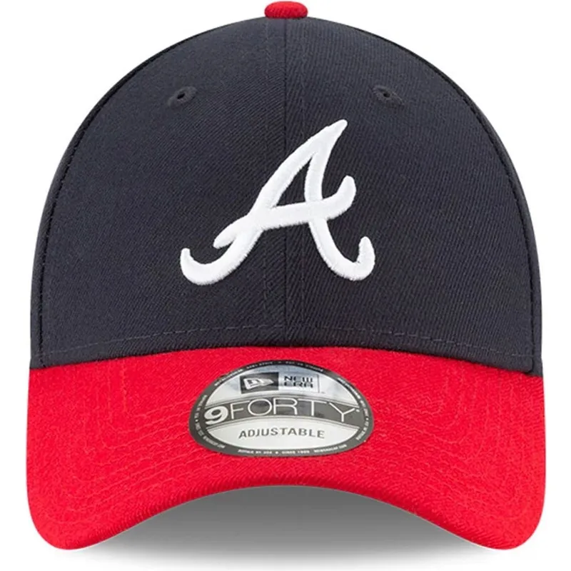 justerbar-marinebla-og-rod-kurvet-kasket-9forty-the-league-fra-atlanta-braves-mlb-fra-new-era