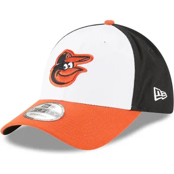 Cappellino visiera curva bianco, nero e arancione regolabile 9FORTY The League di Baltimore Orioles MLB di New Era