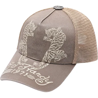 Czapka trucker beżowa Desert Tiger Ed Hardy