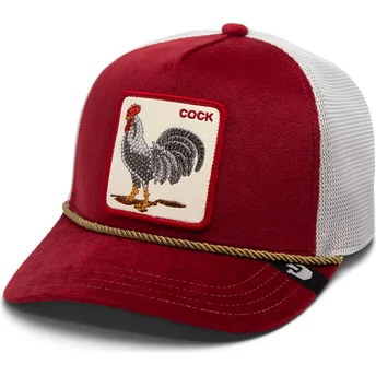 Gorra trucker roja y blanca gallo Cock Garnet Rooster The Farm Jewel Tones de Goorin Bros.