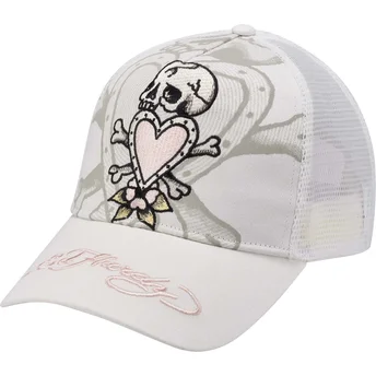 Casquette trucker blanche Death Before Ed Hardy